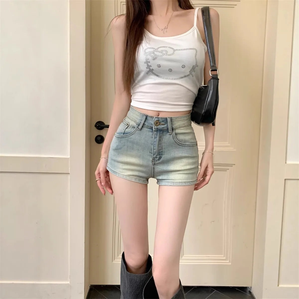 High-Waisted Denim Shorts