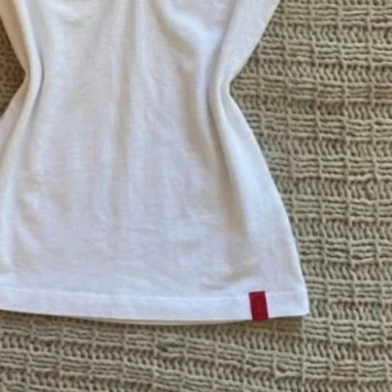 Summer New White V-neck Fitted Women's T-shirt Harajuku Casual Slimming Short Sleeve Tees Vintage Top Female Clothing	2026 New